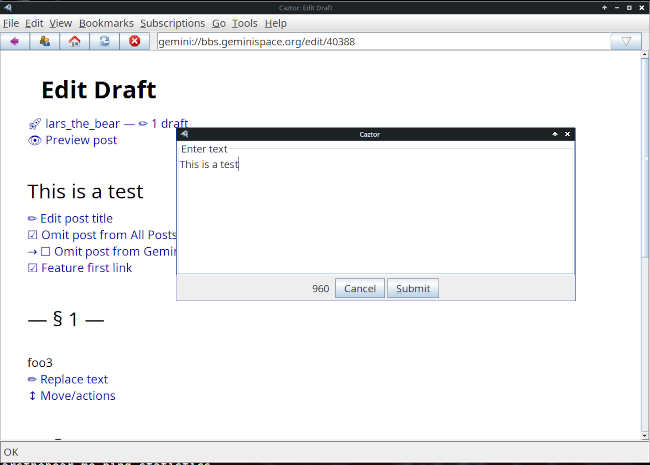 Editing a BBS post, light theme