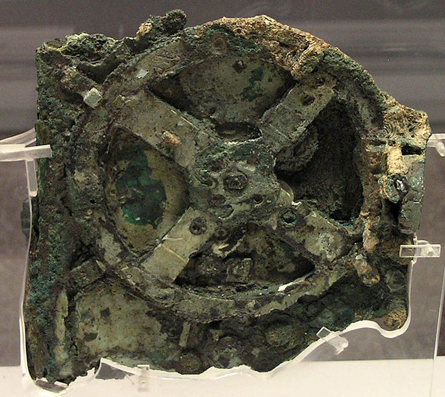 The AntiKythera Mechanism, now in the National Archaeological Museum in Athens, Photo by zeevveez.