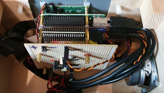 stack of boards mounted on the rear of the touchscreen